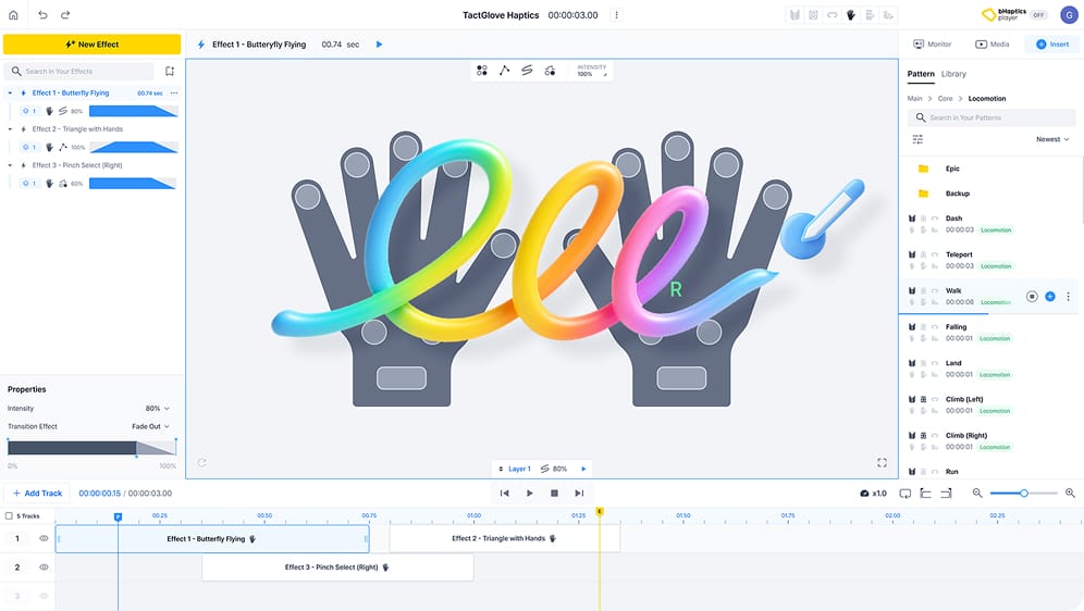 TactGlove Haptics authoring tool